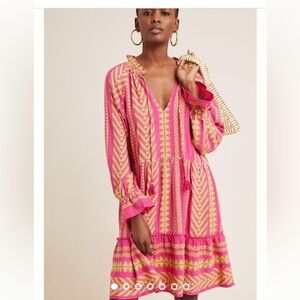 Maeve NWT Dominique tunic dress in pink and yellow.